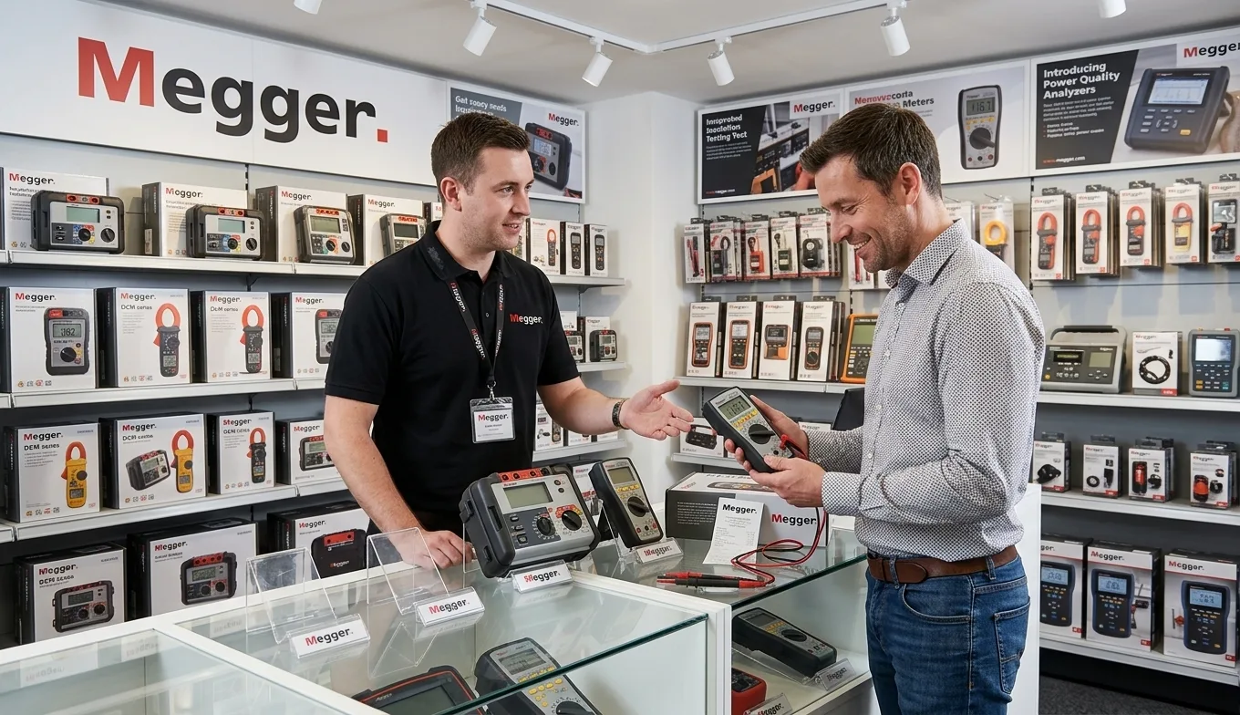 Electronics engineer buying a Megger brand multimeter