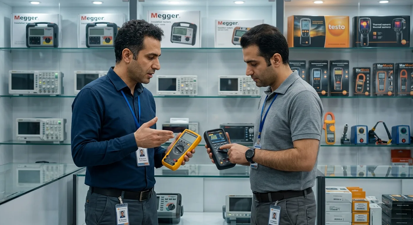 Two engineers discussing the best multimeter to buy